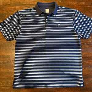 Callaway Navy and White Striped Polo Shirt